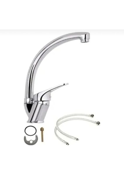 Kısa Borulu Kuğu Tasarımlı Lavabo Musluğu - Çift Su Girişi, Pirinç ve Krom Kaplama, 40 Kartuş, 5 Yıl Garanti fiyatları