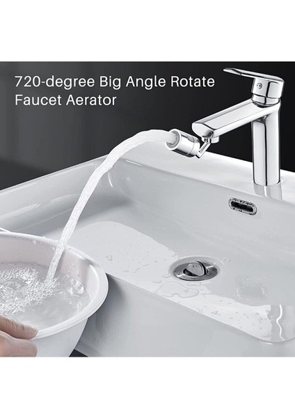 720 Derece Dönme Özellikli, Ekonomik ve İki Fonksiyonlu Krom Kaplama Musluk Ucu - ABS HBCV00002XTYGZ