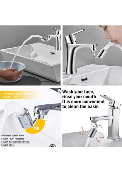 720 Derece Dönme Özellikli, Ekonomik ve İki Fonksiyonlu Krom Kaplama Musluk Ucu - ABS HBCV00002XTYGZ