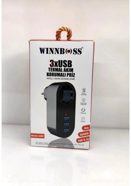 3xusb Termal Akım Korumalı Priz Akıllı Akım Dengeleme WINNBOSS