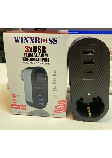 3xusb Termal Akım Korumalı Priz Akıllı Akım Dengeleme WINNBOSS fiyatları