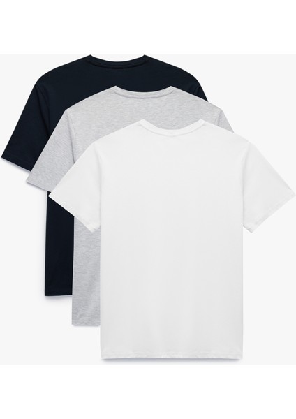 Regular Fit Kısa Kollu Bisiklet Yaka Pamuklu 3'lü Tişört Seti fiyatları