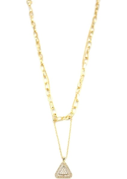 Çoklu Üçgen Kolye - Altın