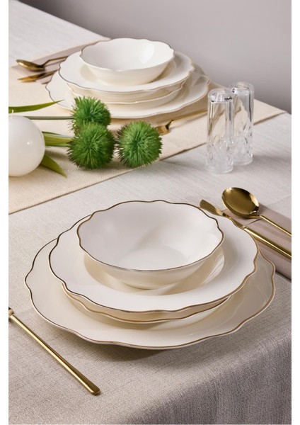 Porselen Gold Bone 24 Parça 6 Kişilik Yemek Takımı
