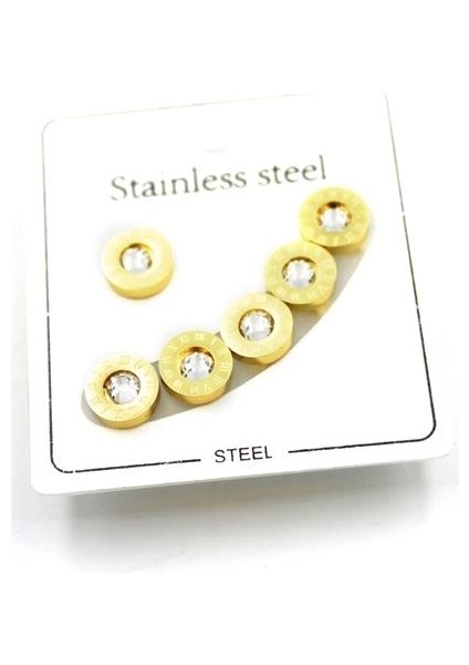 Çoklu Çelik Küpe - Altın