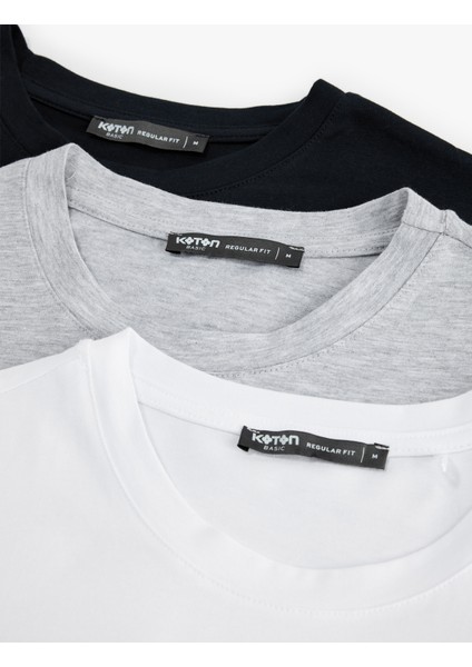 Regular Fit Kısa Kollu Bisiklet Yaka Pamuklu 3'lü Tişört Seti