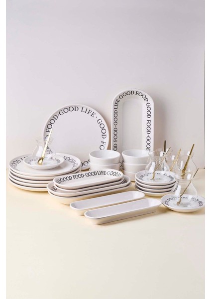 Good 37 Parça 6 Kişilik Stackable Kahvaltı Takımı ve Sunum Seti