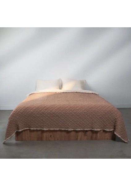 Jade Müslin Ekstra Dolgulu Çift Kişilik Yatak Örtüsü Kiremit 230X240 cm