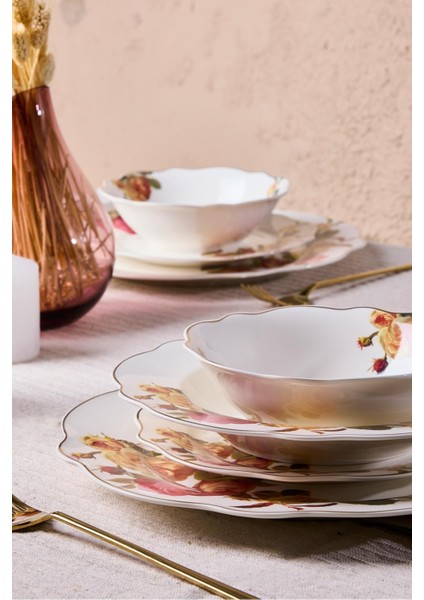 Porselen Rose Garden Bone 24 Parça 6 Kişilik Yemek Takımı fiyatları