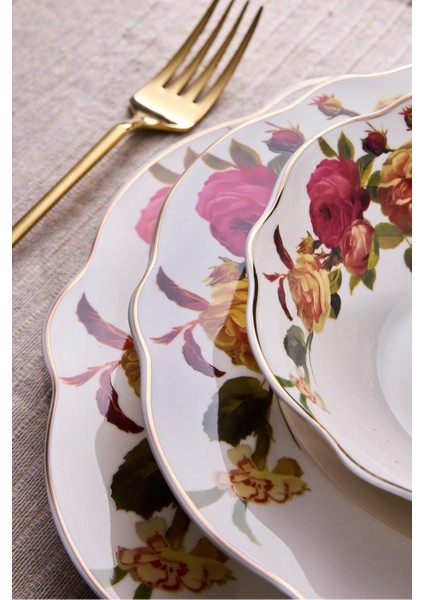 Porselen Rose Garden Bone 24 Parça 6 Kişilik Yemek Takımı modelleri