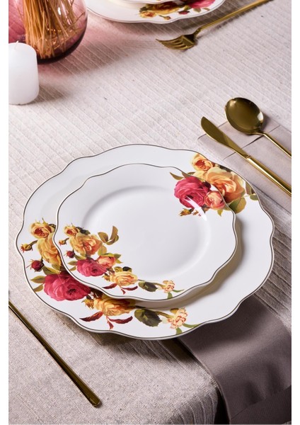 Porselen Rose Garden Bone 24 Parça 6 Kişilik Yemek Takımı fırsatları