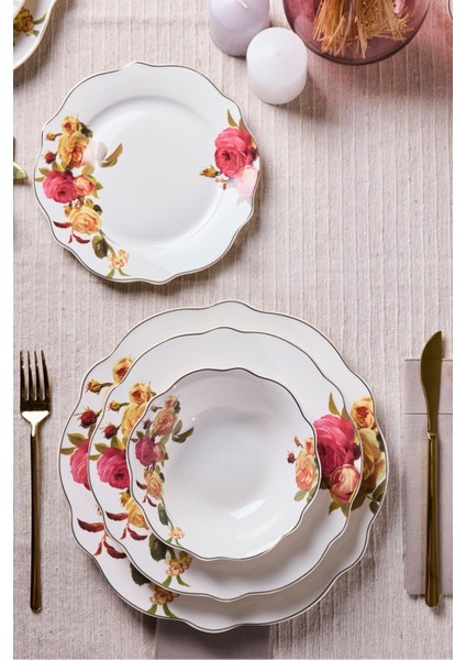 Porselen Rose Garden Bone 24 Parça 6 Kişilik Yemek Takımı indirimleri
