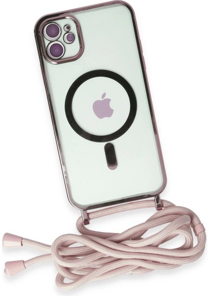 Newface iPhone 12 Kılıf Divo Lazer Askılı Magsafe Kapak - Pembe fırsatları