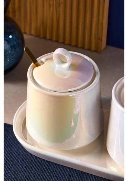 Std Pearl Inci Porselen 3'lü Tepsili Baharatlık Seti fiyatları