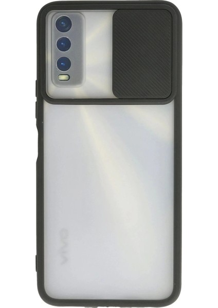 Newface Vivo Y11S Kılıf Palm Buzlu Kamera Sürgülü Silikon - Siyah