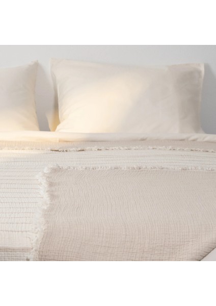 Ruby Dolgulu Müslin Çift Kişilik Yatak Örtüsü Ekru Bej 230X250 cm fiyatları