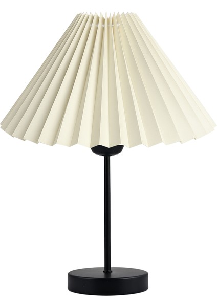 Liora Metal Ayaklı Pileli Krem Kumaş Komidin Başı Abajur fiyatları