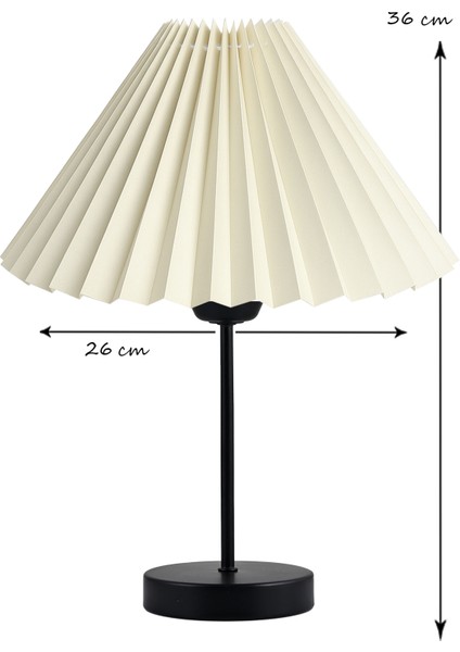 Liora Metal Ayaklı Pileli Krem Kumaş Komidin Başı Abajur modelleri