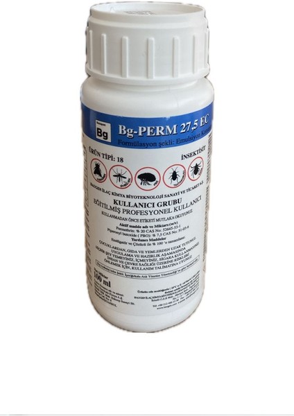 Bg-Perm 27,5 Ec 100 ml - Karasinek, Sivrisinek, Pire, Kene, Tahta Kurusu Kontrolü