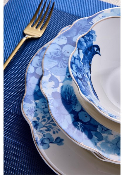 Porselen Blue Bird Bone 24 Parça 6 Kişilik Yemek Takımı modelleri