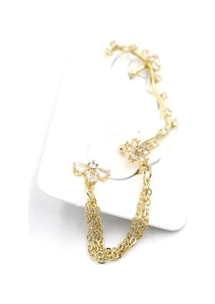 Taşlı Kıkırdak Küpe - Altın