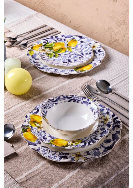 Porselen Limone Bone 24 Parça 6 Kişilik Yemek Takımı
