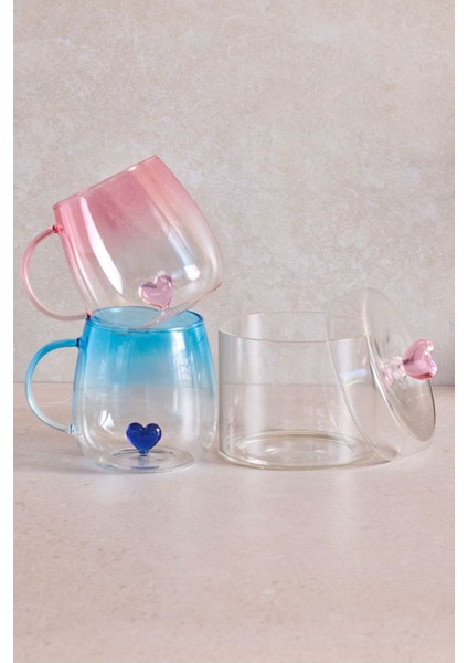 Dream Love Borosilikat Cam Kupa Bardak ve Kapaklı Ikram Seti – 3'lü Kalpli Aşk Seti Romantik Tasarım fiyatları