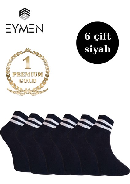6'lı Ekonomik Kısa Kolej Çemberli Tenis Çorabı Siyah - Erkek Kadın Için Uygun