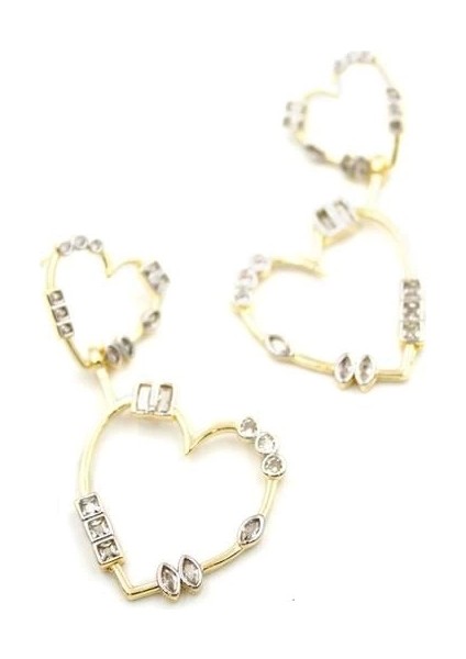 Taşlı Kalp Küpe - Altın fiyatları