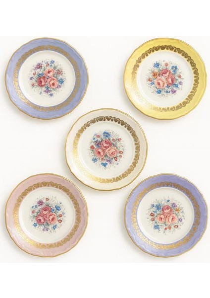 Colorful Flowers 6lı Pasta/ekmek Tabağı 17CM