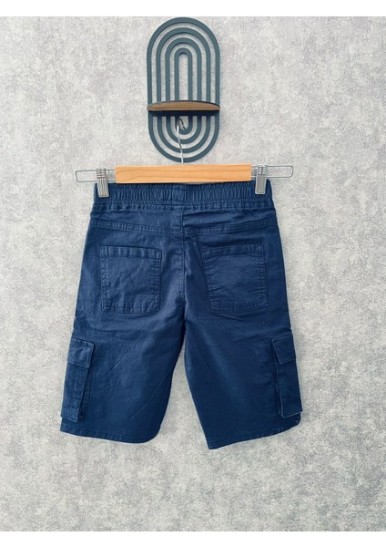 Erkek Çocuk Lacivert Beli Lastikli Keten Kargo Cep Kapri fırsatları