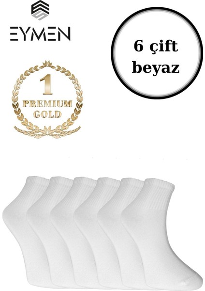 6'lı Paket Unisex Kolej & Tenis Çorabı Düz Renk Kısa Beyaz | Pamuklu (Kadın & Erkek)