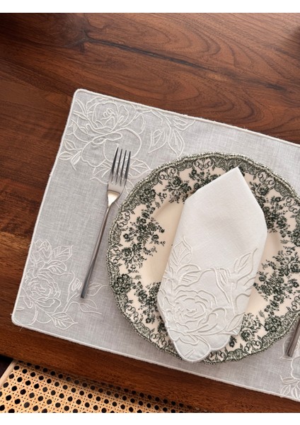 2'li Çiçek Nakışlı Beyaz Peçete fiyatları