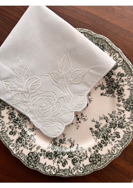2'li Çiçek Nakışlı Beyaz Peçete modelleri