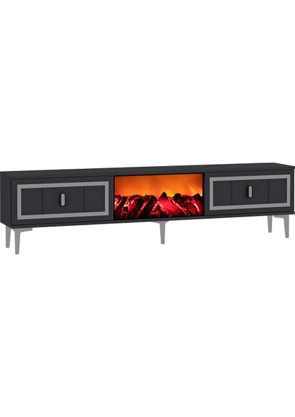 Oriondd Şömineli (A) Tv Sehpası Antrasit-Gümüş modelleri