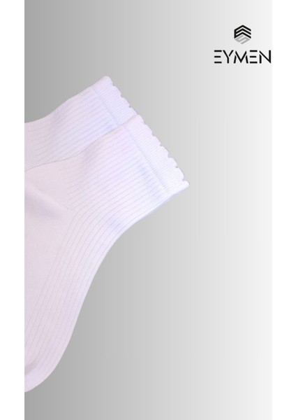 6 Çift Düz Beyaz Yarım Konç Kadın Çorap Pamuklu Premium Kalite