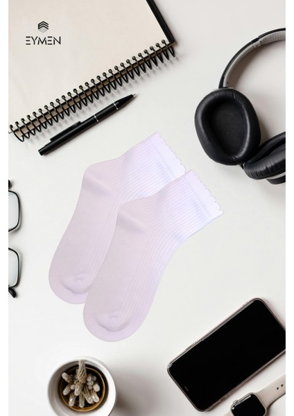 6 Çift Düz Beyaz Yarım Konç Kadın Çorap Pamuklu Premium Kalite modelleri
