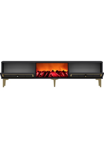 Oriondd Şömineli (A) Tv Sehpası Antrasit-Altın fırsatları