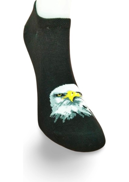 Siyah Beyaz Kartal Desenli Sportif Unisex Kısa Bilek Çorap Yazlık 1 Çift