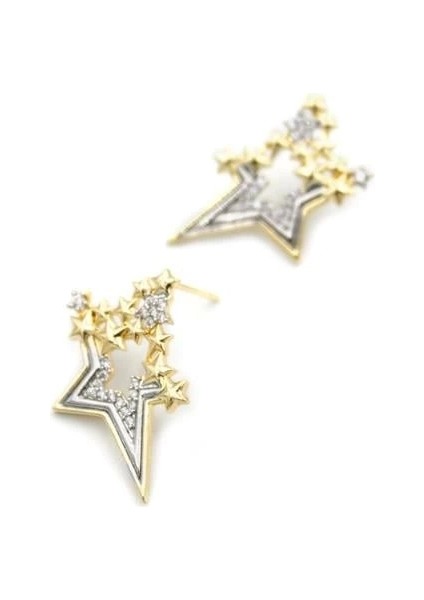 Taşlı Yıldız Küpe - Altın fiyatları