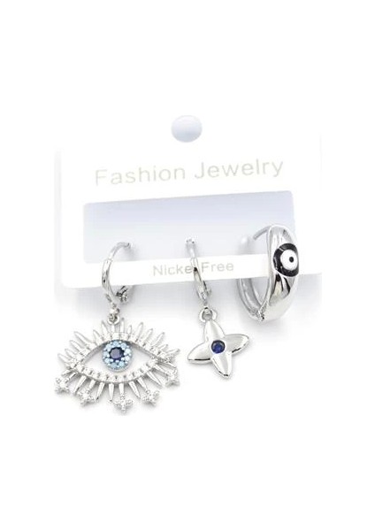 3'lü Göz Küpe - Gümüş fiyatları