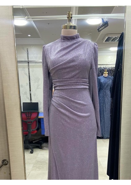 Drapeli Simli Likralı Abiye modelleri