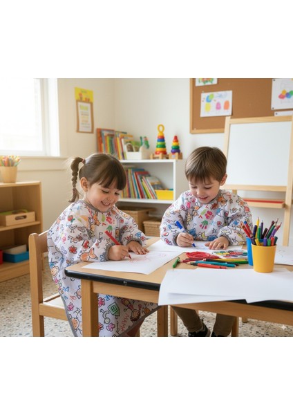 7-11 Yaş, Family, Sıvı Geçirmez, Ekstra Büyük Kalıp, Makinede Yıkanabilir, Uzun Kollu Çocuk, Aktivite Mama Önlüğü