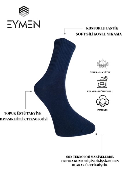 6'lı Paket Unisex Kolej & Tenis Çorabı Düz Renk Lacivert | Pamuklu Uzun (Kadın & Erkek) fiyatları