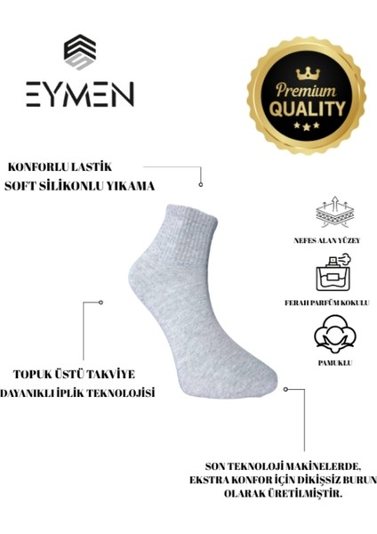 6'lı Paket Unisex Kolej & Tenis Çorabı Düz Renk Kısa Gri | Pamuklu (Kadın & Erkek) fiyatları