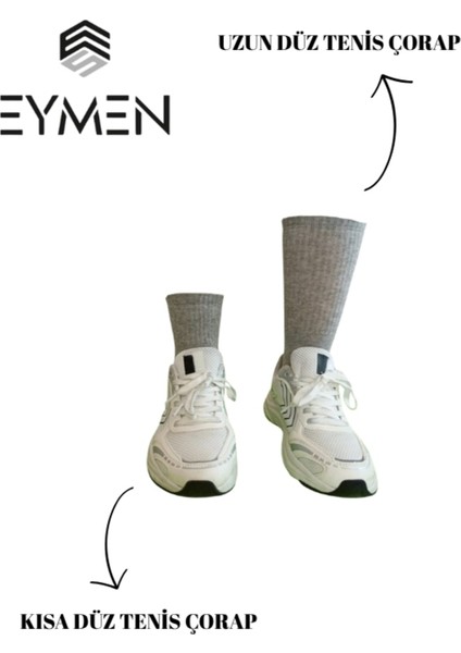 6'lı Paket Unisex Kolej & Tenis Çorabı Düz Renk Kısa Gri | Pamuklu (Kadın & Erkek) fırsatları