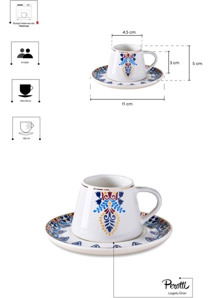 Mavi Ege 6 Kişilik Porselen Kahve Fincanı Takımı fiyatları