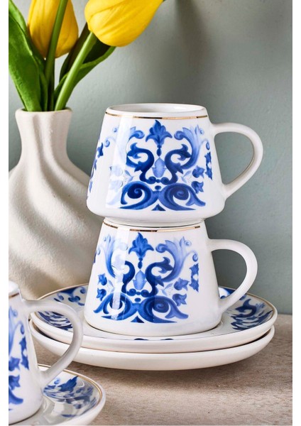 Mavi Ege 6 Kişilik Porselen Kahve Fincanı Takımı modelleri