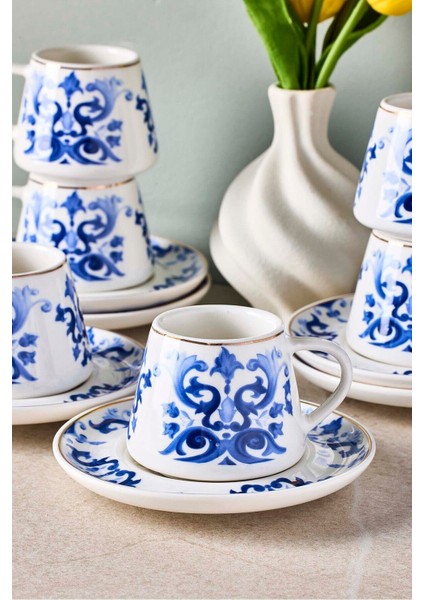 Mavi Ege 6 Kişilik Porselen Kahve Fincanı Takımı fırsatları