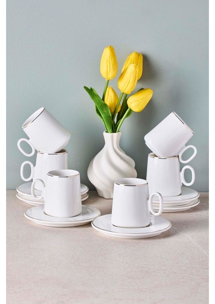 Pure 6 Kişilik Porselen Kahve Fincanı Takımı